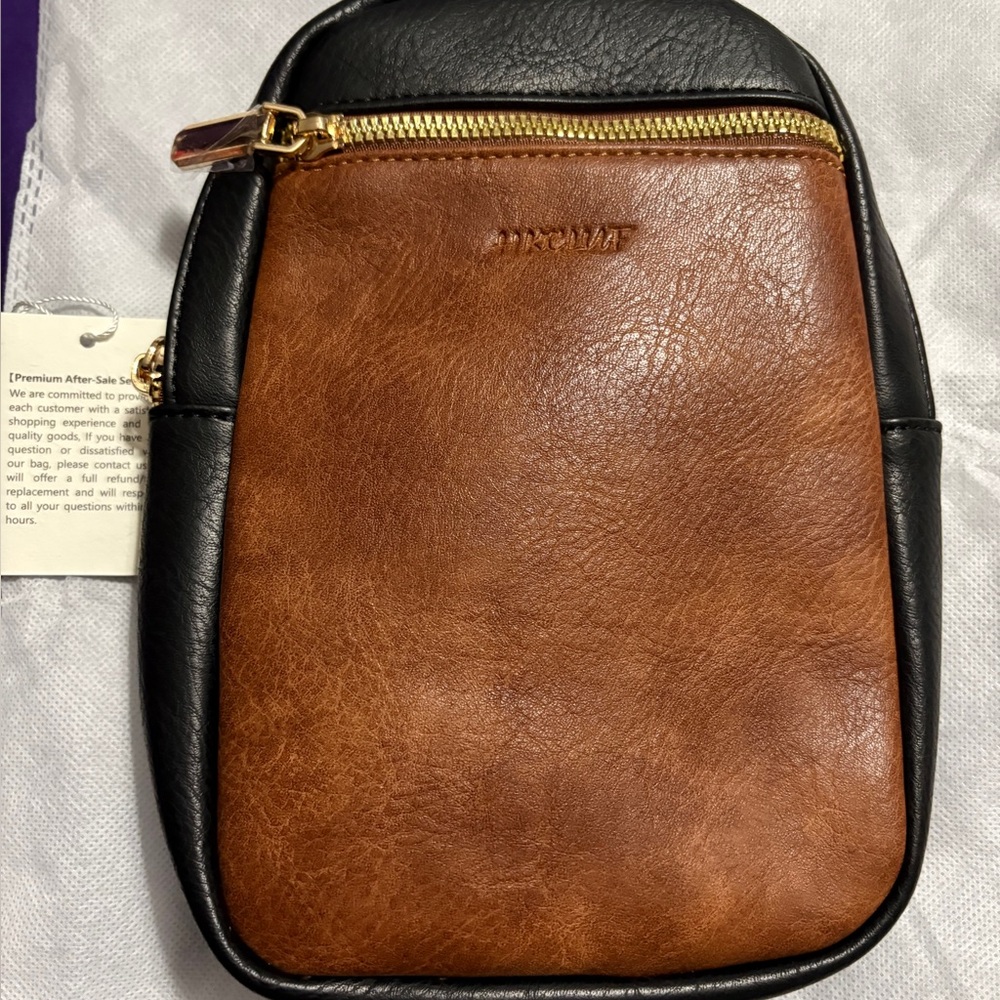 Brown and Black Leather Crossbody bag